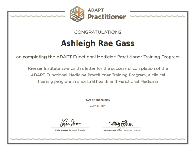 Ashleigh Gass Letter of Completion